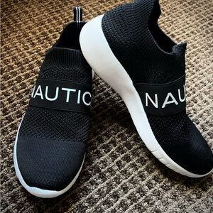 Nautica Women's Black Knit Slip-On Sneakers